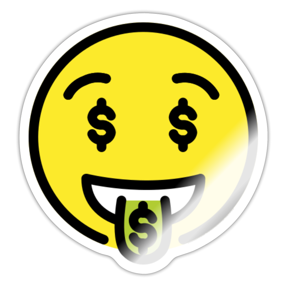 Money Mouth Face Moji Sticker - Emoji.Express - white glossy