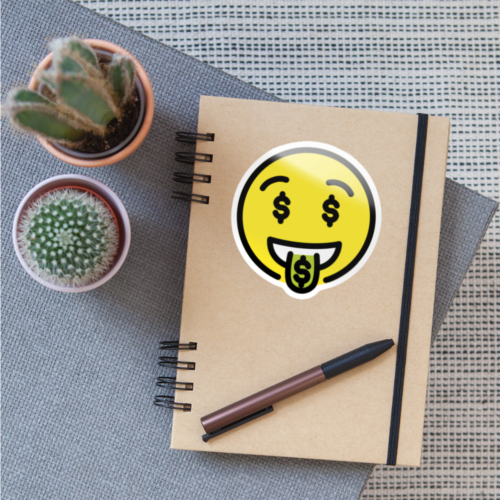 Money Mouth Face Moji Sticker - Emoji.Express - white glossy