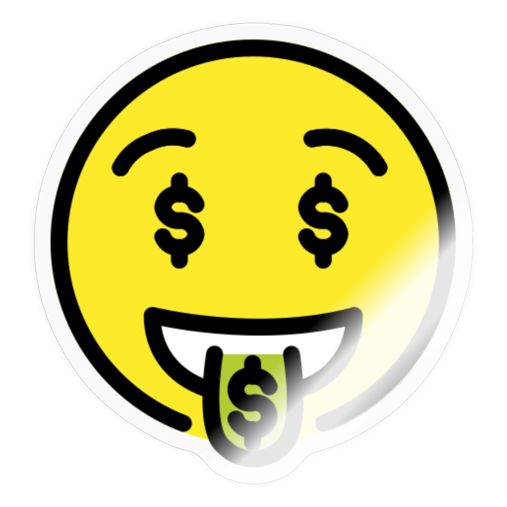 Money Mouth Face Moji Sticker - Emoji.Express - transparent glossy