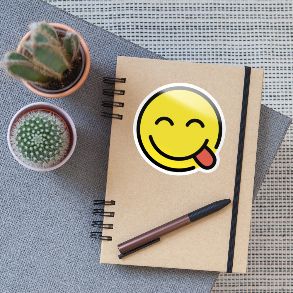 Face Savoring Food Moji Sticker - Emoji.Express - white glossy