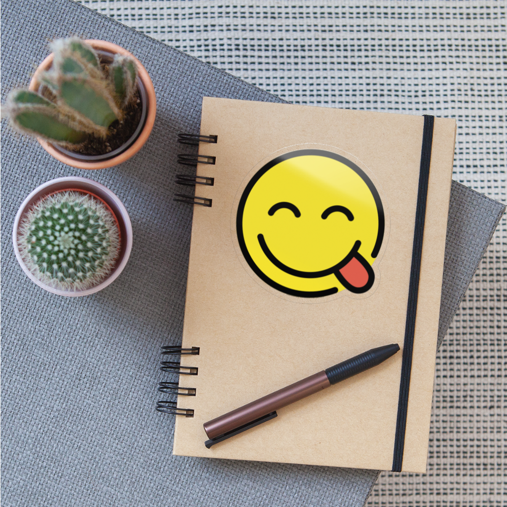Face Savoring Food Moji Sticker - Emoji.Express - transparent glossy