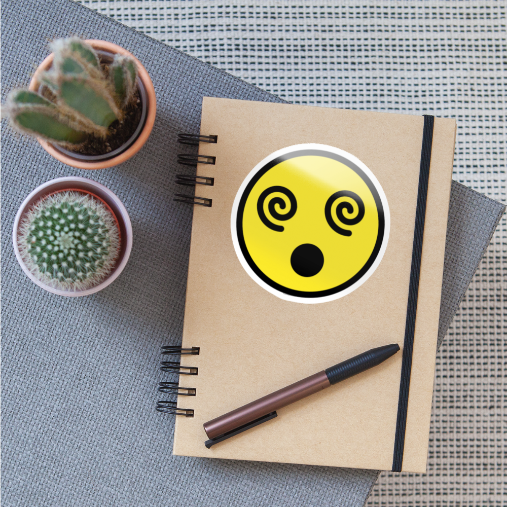 Face with Spiral Eyes Moji Sticker - Emoji.Express - white glossy