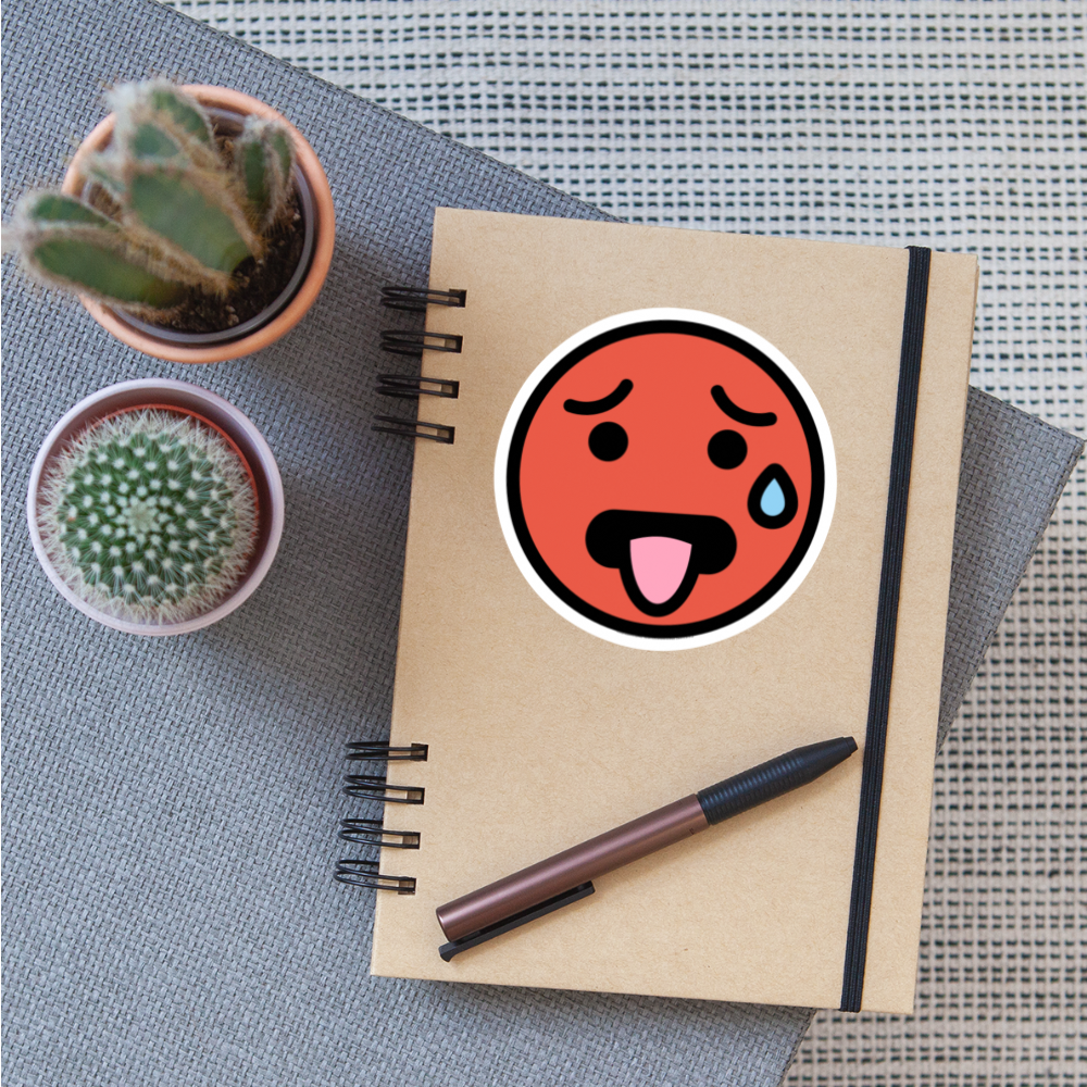 Hot Face Moji Sticker - Emoji.Express - white matte