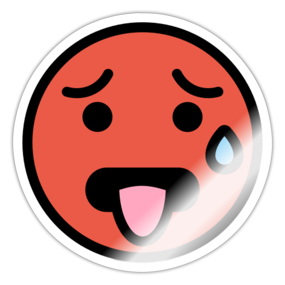Hot Face Moji Sticker - Emoji.Express - white glossy
