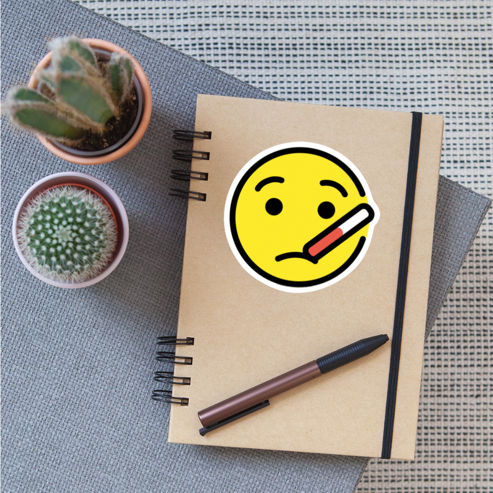 Face with Thermometer Moji Sticker - Emoji.Express - white matte