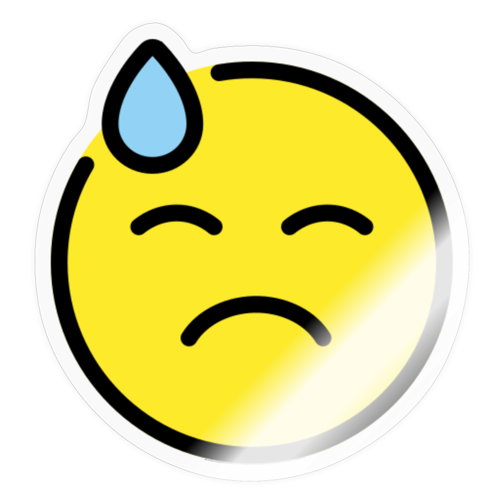Downcast Face with Sweat Moji Sticker - Emoji.Express - transparent glossy