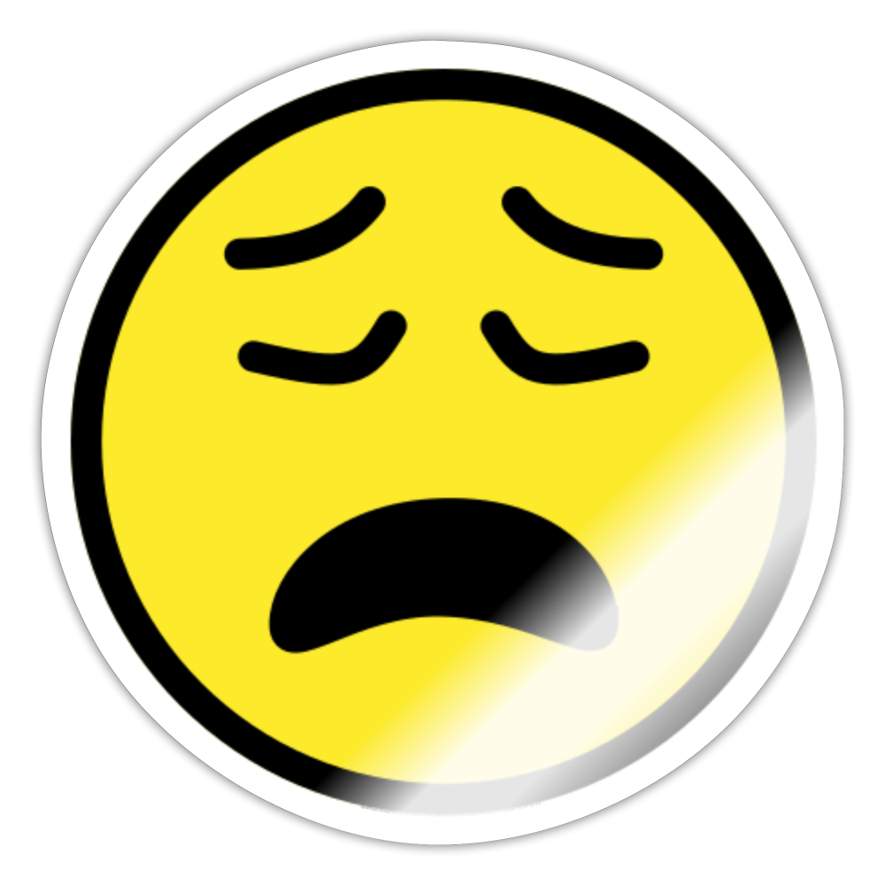 Weary Face Moji Sticker - Emoji.Express - white glossy