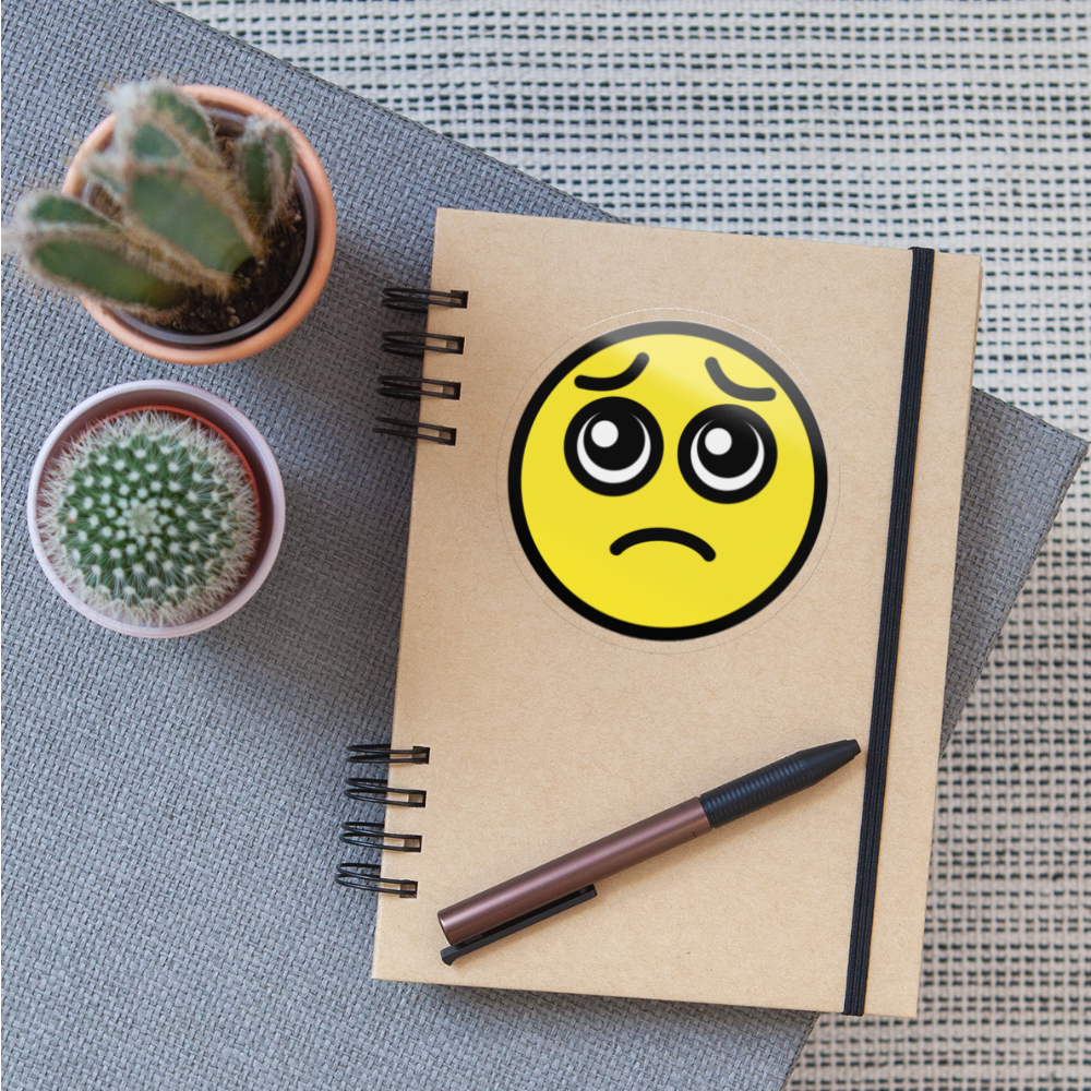 Pleadng Face Moji Sticker - Emoji.Express - transparent glossy