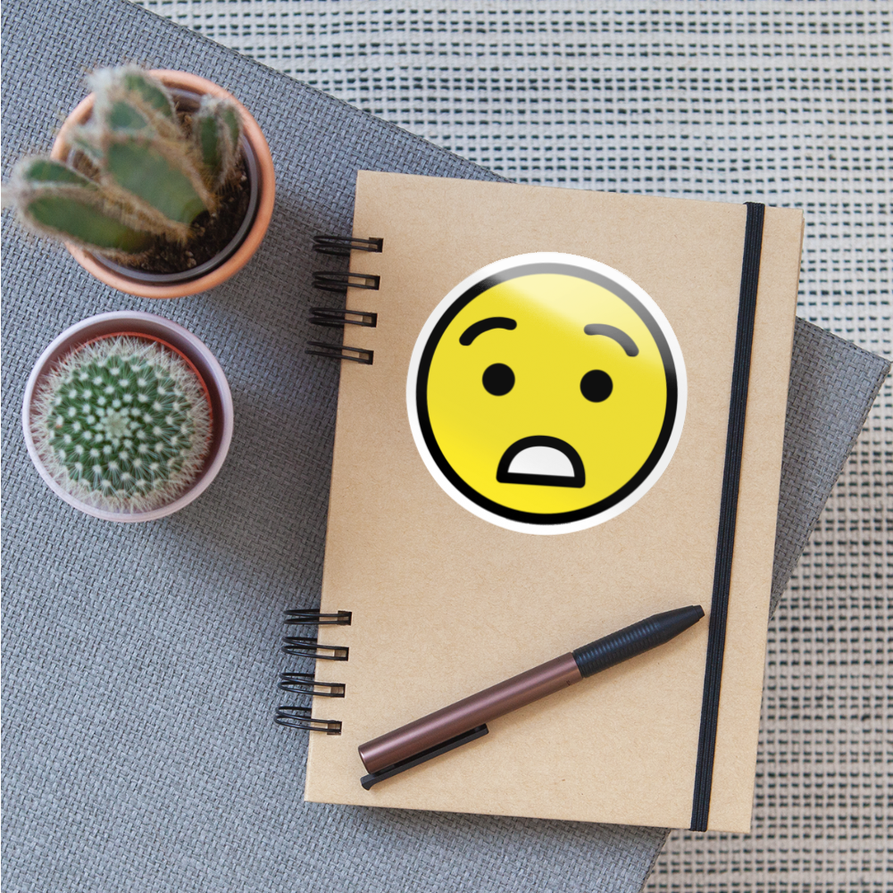 Astonished Face Moji Sticker - Emoji.Express - white glossy