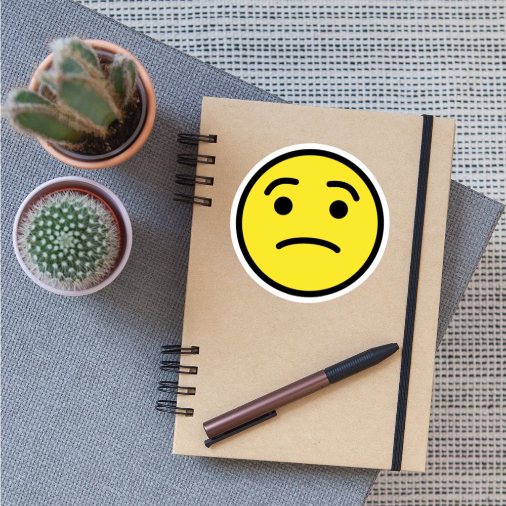 Worried Face Moji Sticker - Emoji.Express - white matte