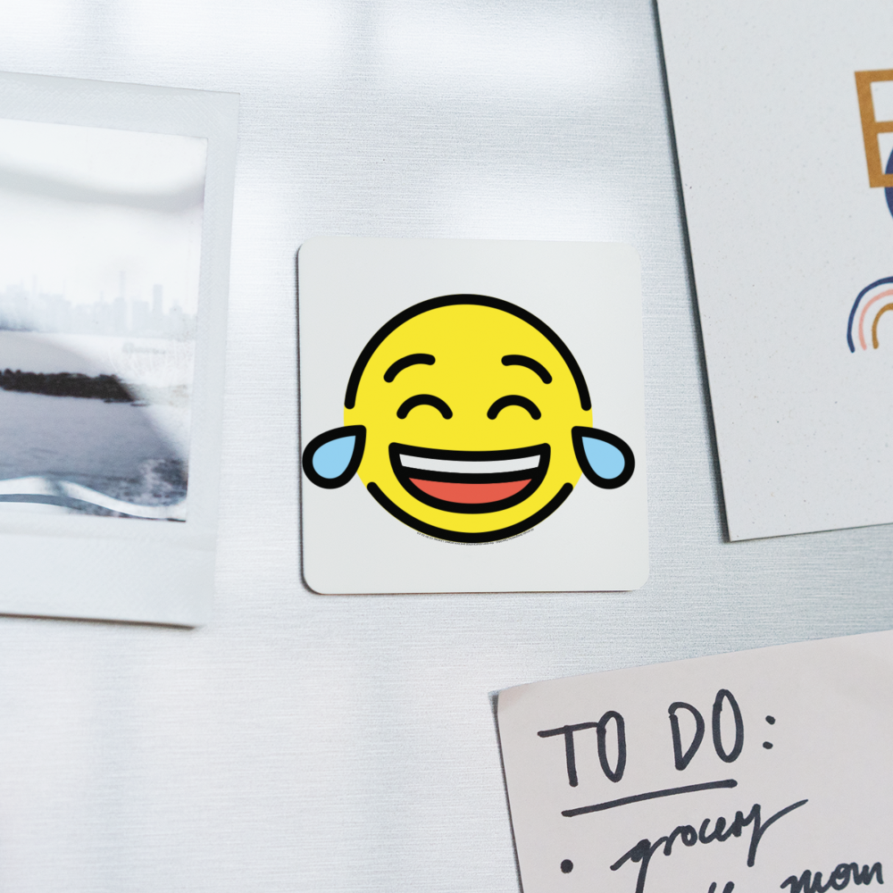 Face with Tears of Joy Moji Square Magnet - Emoji.Express - white