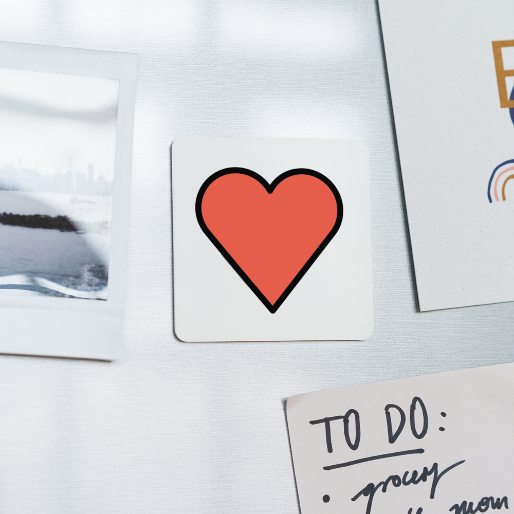 Red Heart Moji Square Magnet - Emoji.Express - white