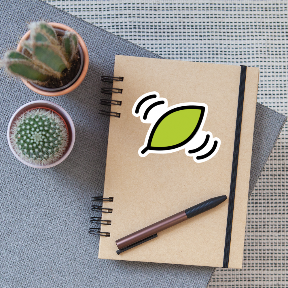 Leaf Fluttering in the Wind Moji Sticker - Emoji.Express - white matte