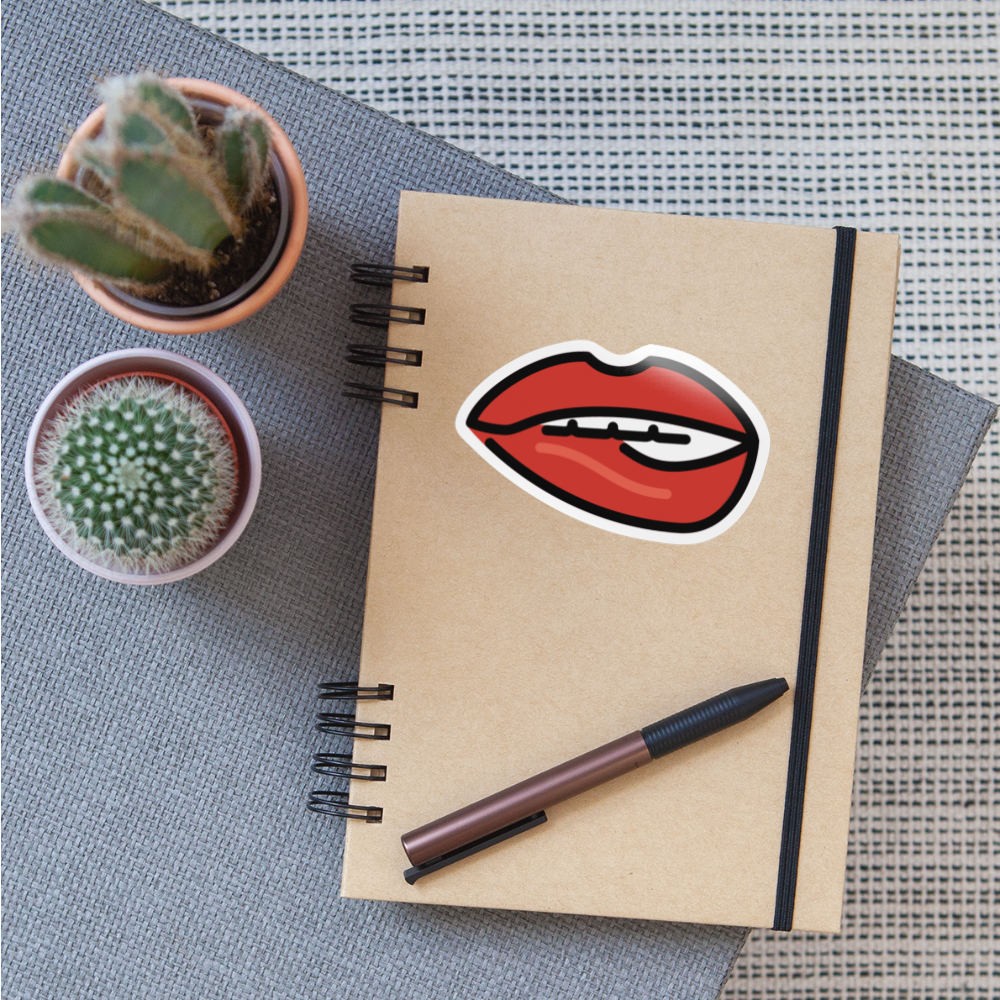 Biting Lip Moji Sticker - Emoji.Express - white glossy