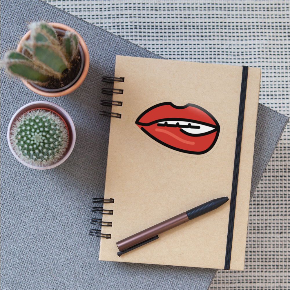 Biting Lip Moji Sticker - Emoji.Express - transparent glossy