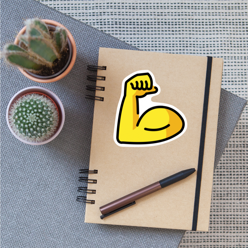 Flexed Bicep Moji Sticker - Emoji.Express - white matte