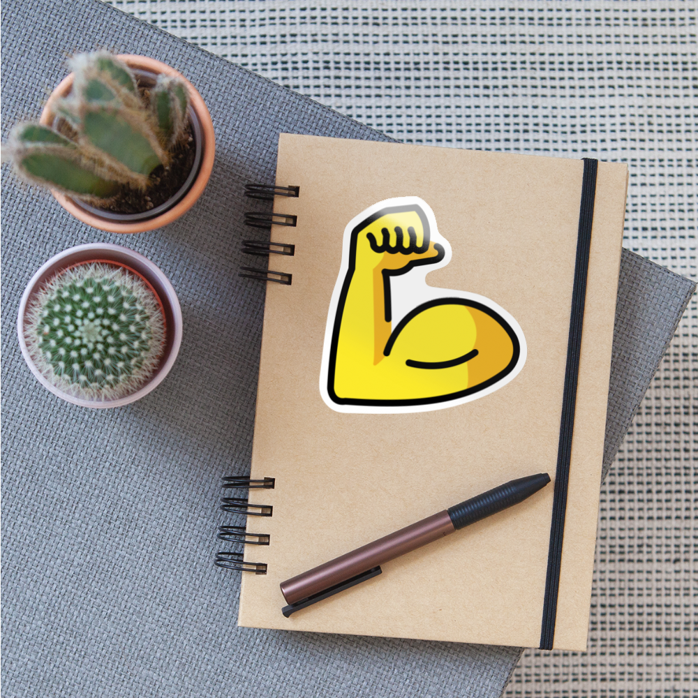 Flexed Bicep Moji Sticker - Emoji.Express - white glossy