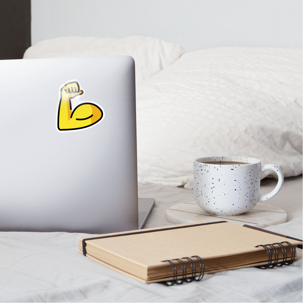 Flexed Bicep Moji Sticker - Emoji.Express - white glossy
