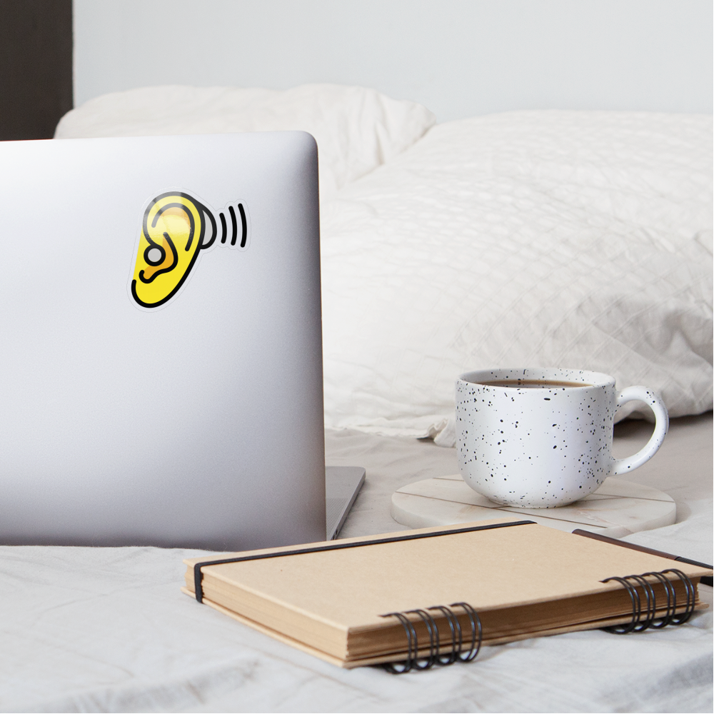 Ear with Hearing Aid Moji Sticker - Emoji.Express - transparent glossy