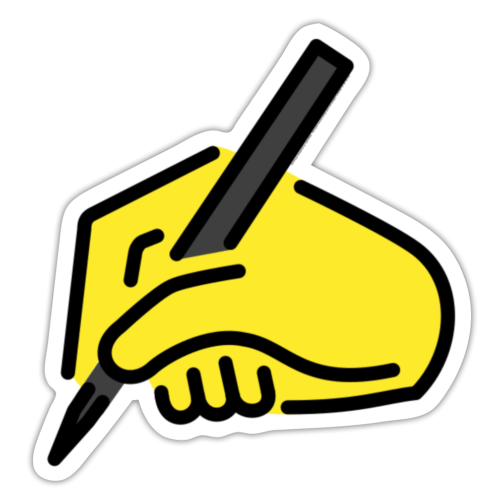 Writing Hand Moji Sticker - Emoji.Express - white matte