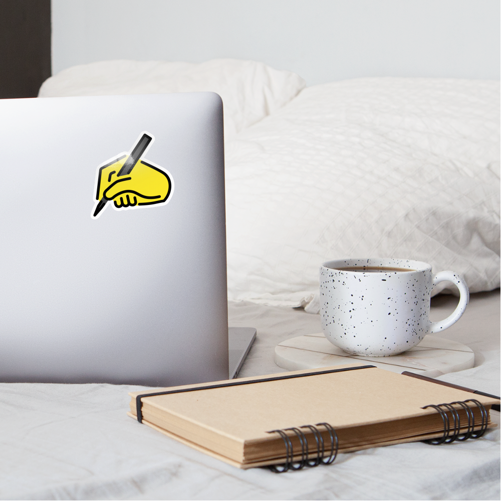 Writing Hand Moji Sticker - Emoji.Express - white glossy