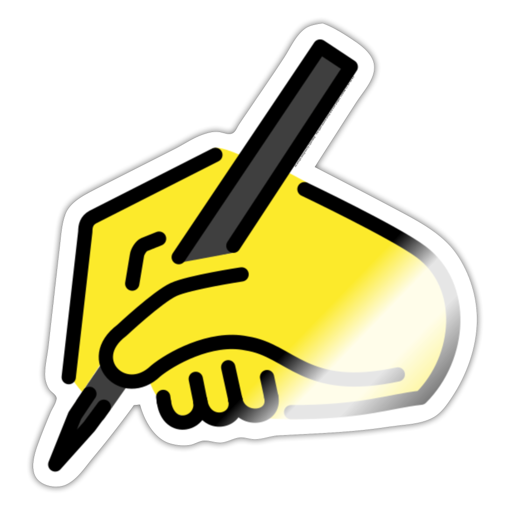 Writing Hand Moji Sticker - Emoji.Express - white glossy