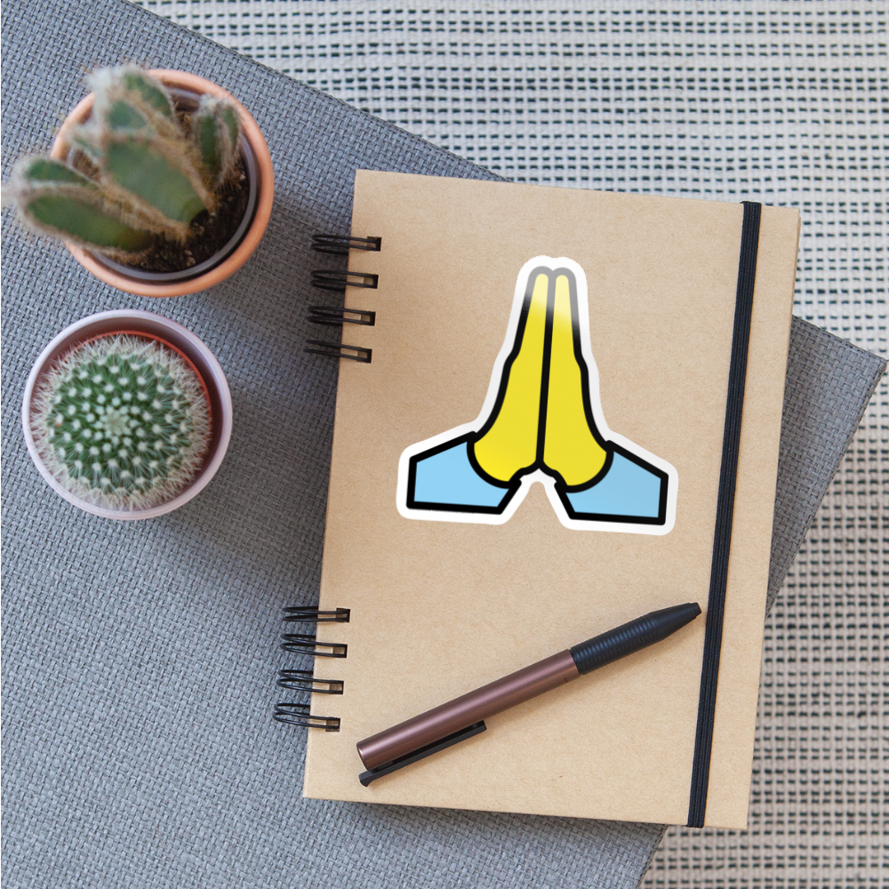 Folded Hands Moji Sticker - Emoji.Express - white glossy