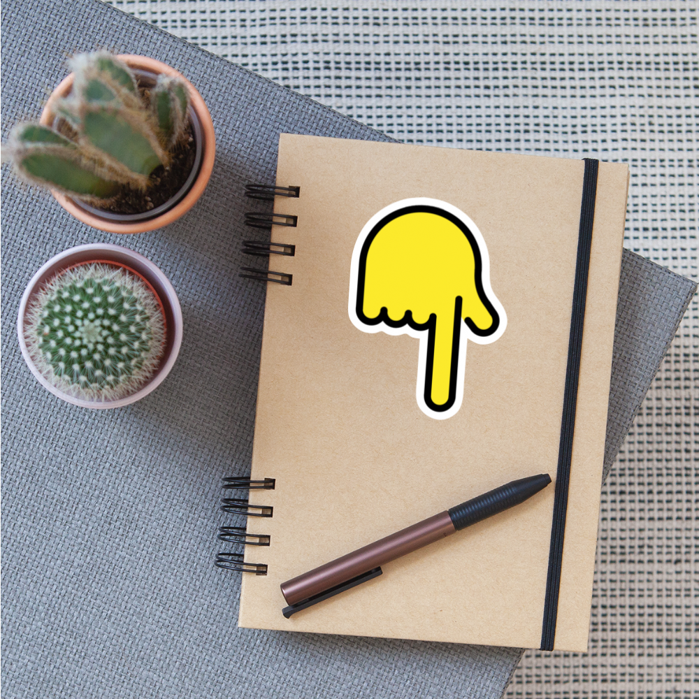 Backhand Index Pointing Down Moji Sticker - Emoji.Express - white matte