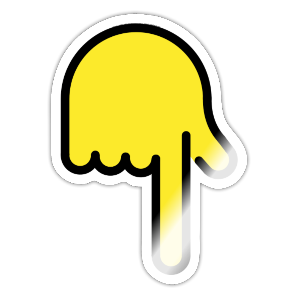 Backhand Index Pointing Down Moji Sticker - Emoji.Express - white glossy