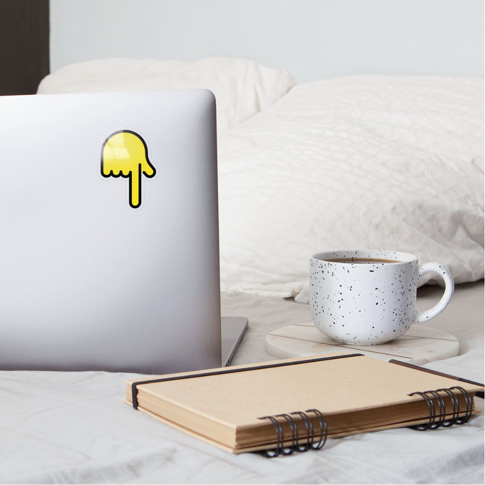 Backhand Index Pointing Down Moji Sticker - Emoji.Express - transparent glossy