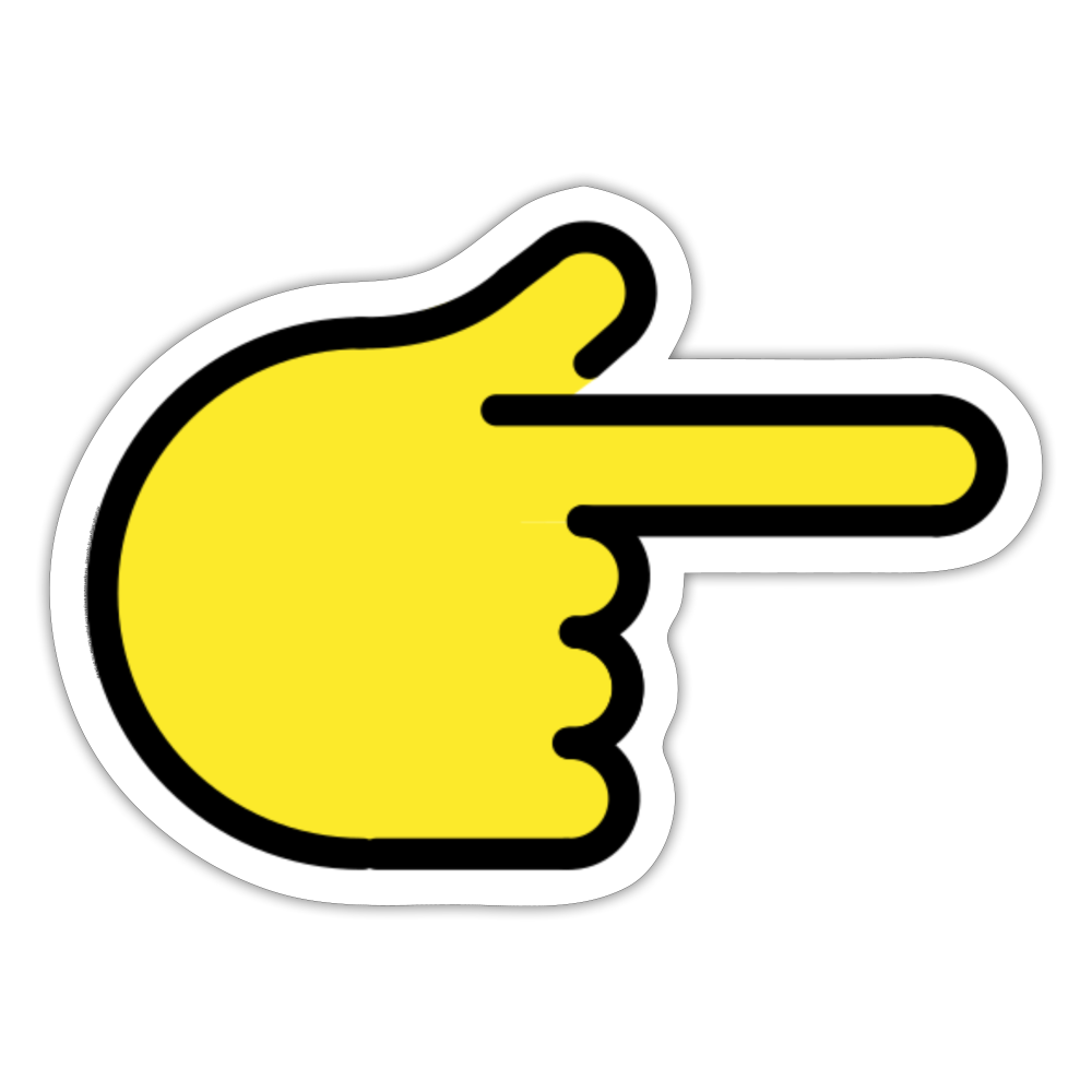 Backhand Index Pointing Right Moji Sticker - Emoji.Express - white matte
