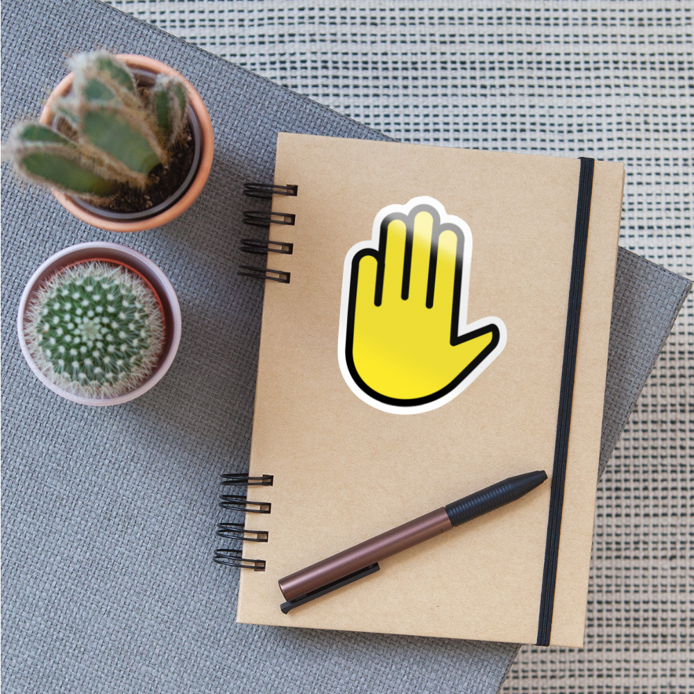 Raised Hand Moji Sticker - Emoji.Express - white glossy