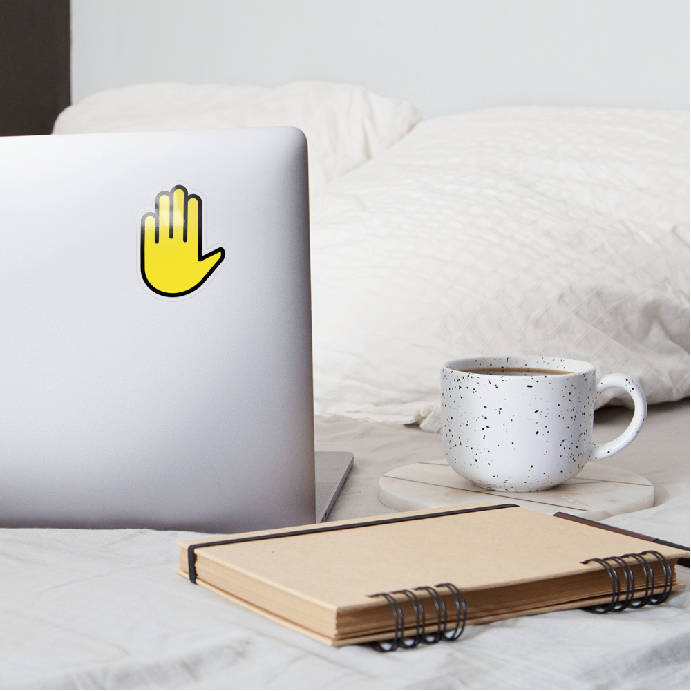 Raised Hand Moji Sticker - Emoji.Express - transparent glossy