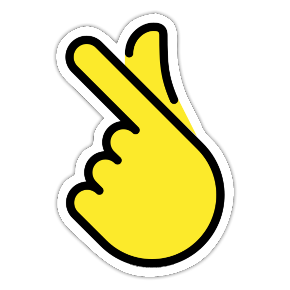 Hand with Index Finger and Thumb Crossed Moji Sticker - Emoji.Express - white matte