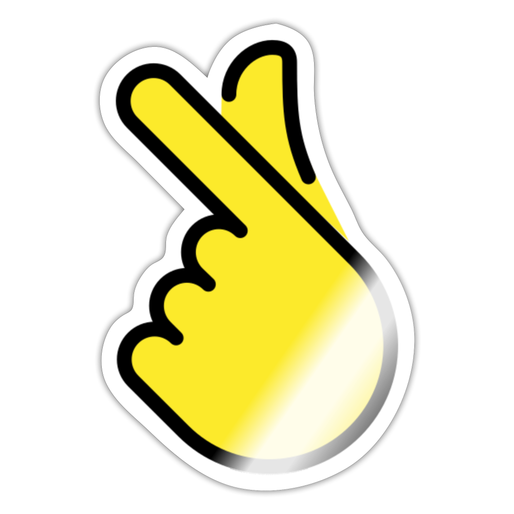 Hand with Index Finger and Thumb Crossed Moji Sticker - Emoji.Express - white glossy