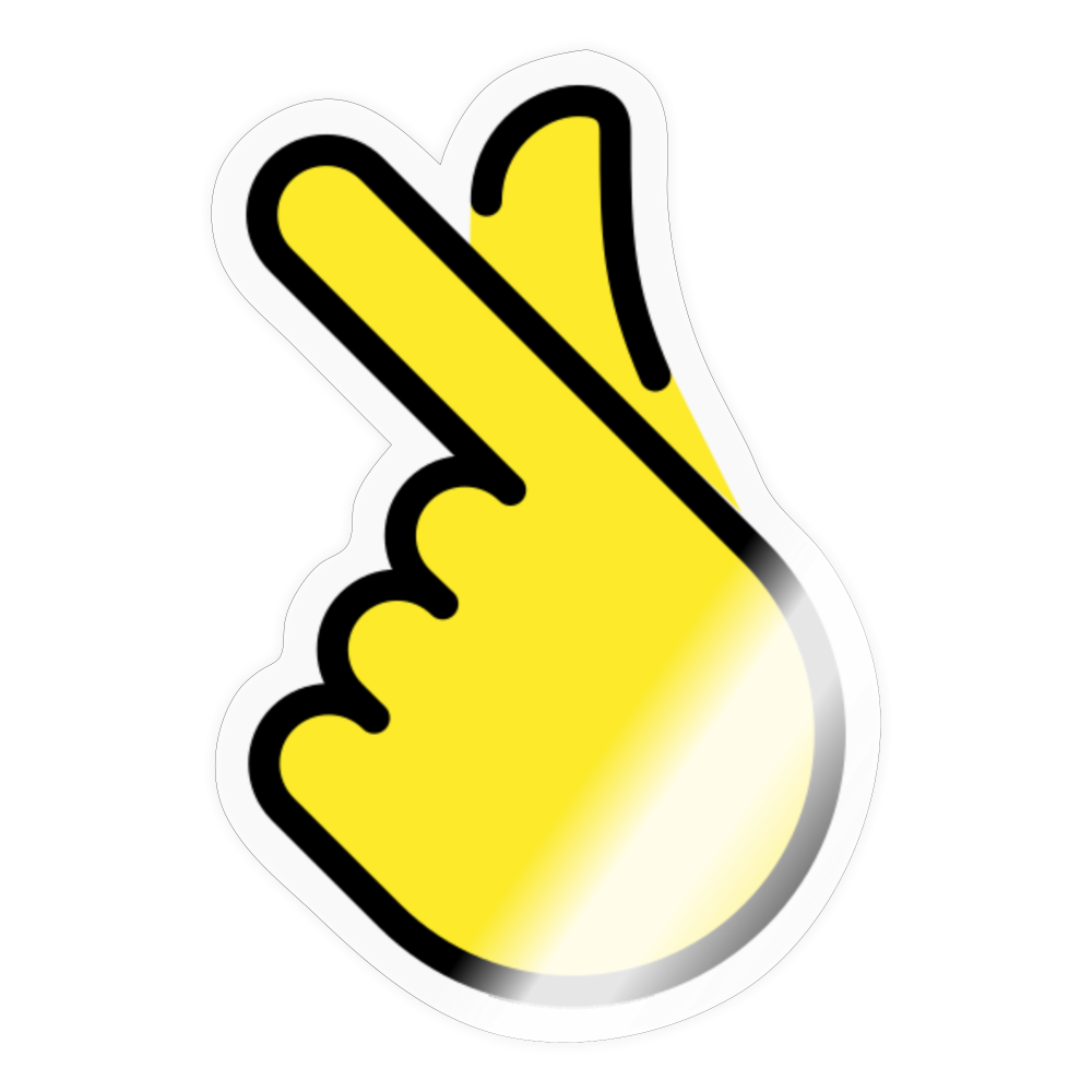 Hand with Index Finger and Thumb Crossed Moji Sticker - Emoji.Express - transparent glossy