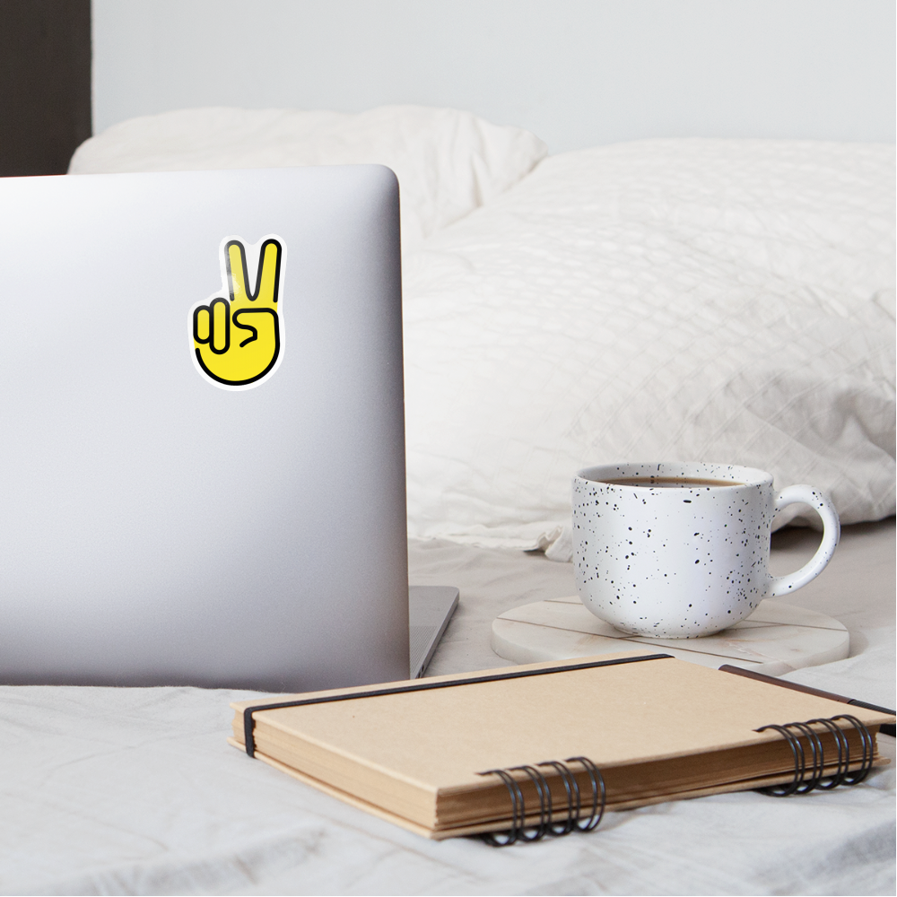 Victory Hand Moji Sticker - Emoji.Express - white glossy