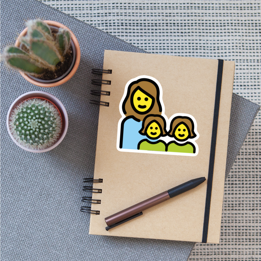 Family: Woman, Girl, Girl Moji Sticker - Emoji.Express - white matte
