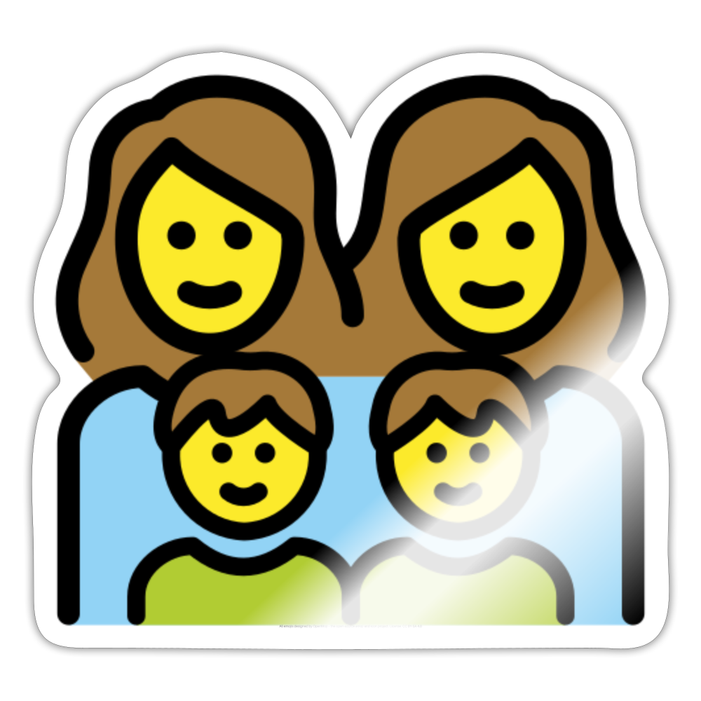 Family: Woman, Woman, Boy, Boy Moji Sticker - Emoji.Express - white glossy
