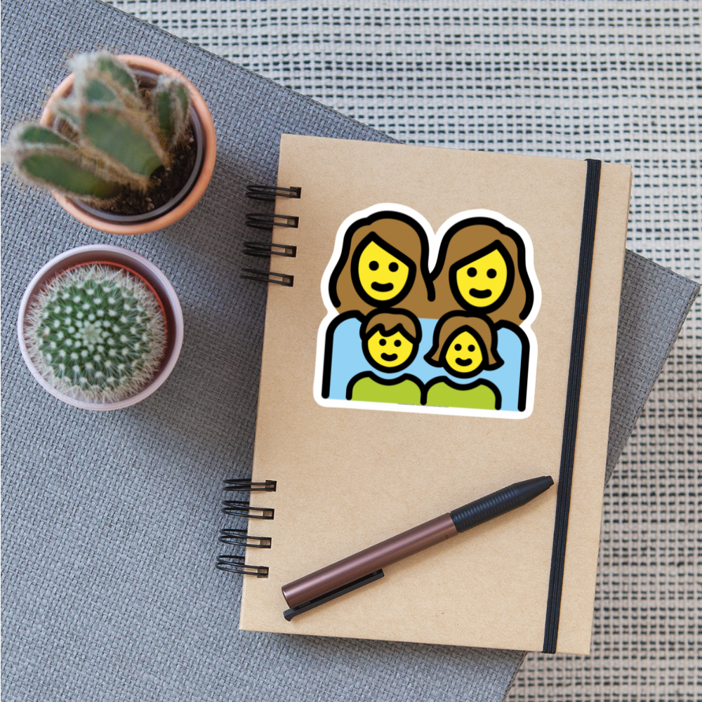 Family: Woman, Woman, Girl, Boy Moji Sticker - Emoji.Express - white matte