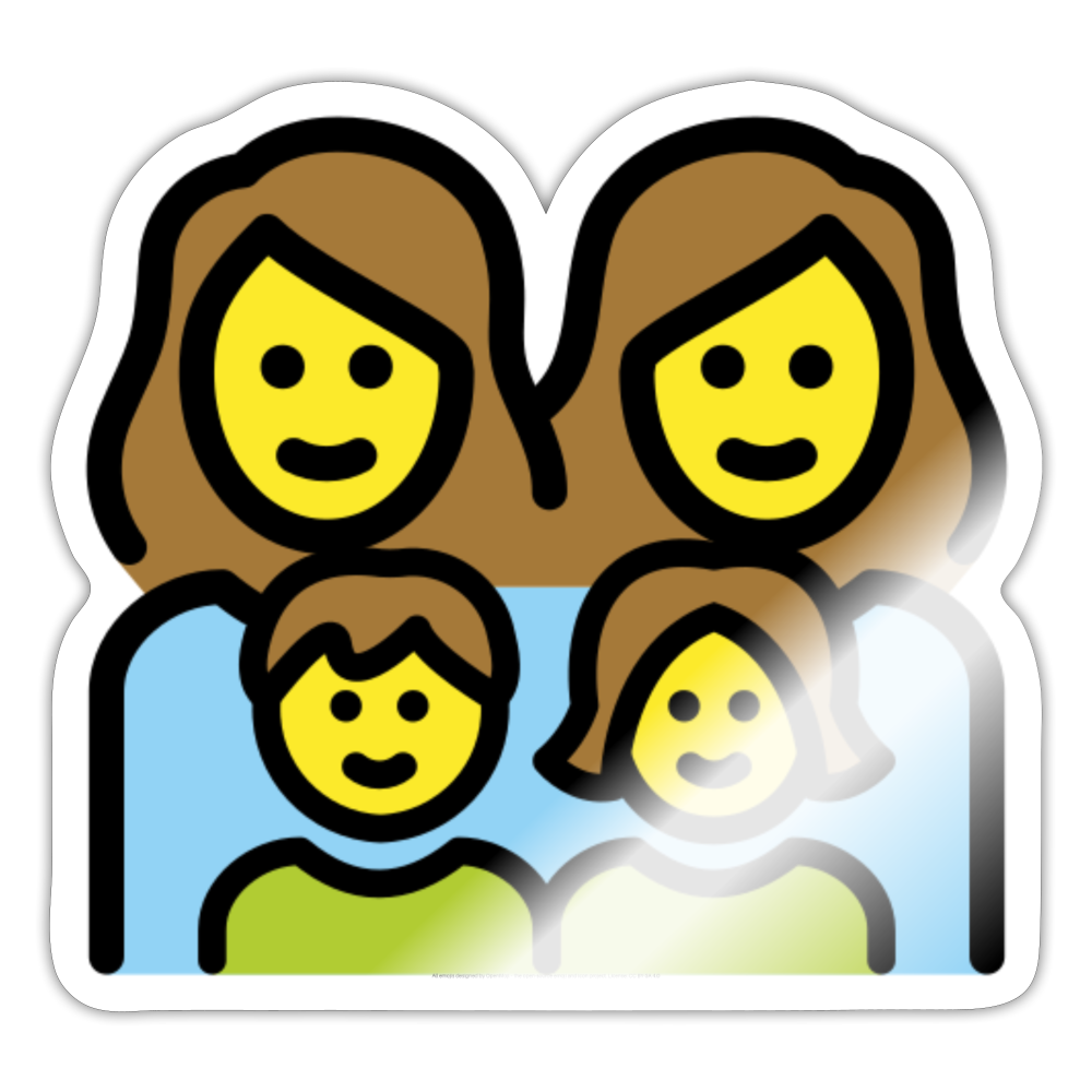 Family: Woman, Woman, Girl, Boy Moji Sticker - Emoji.Express - white glossy