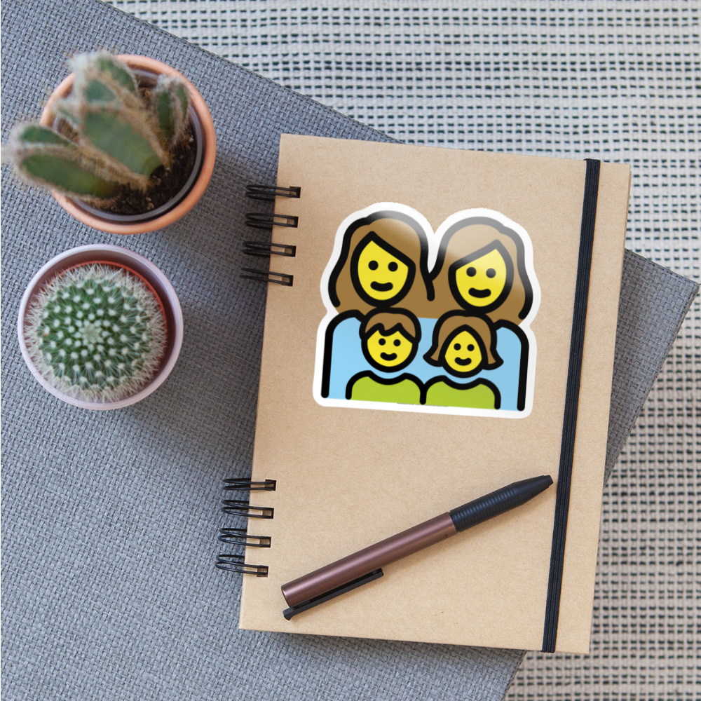 Family: Woman, Woman, Girl, Boy Moji Sticker - Emoji.Express - white glossy