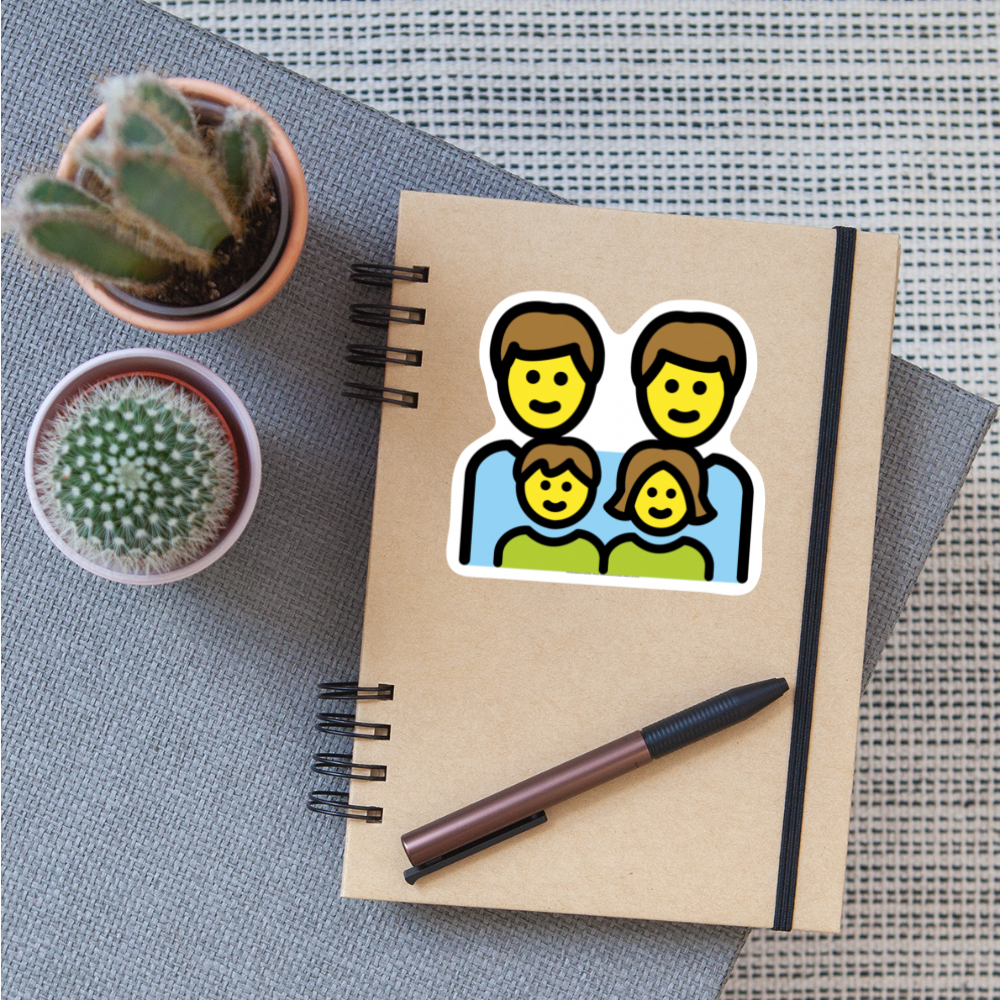 Family: Man, Man, Girl, Boy Moji Sticker - Emoji.Express - white matte
