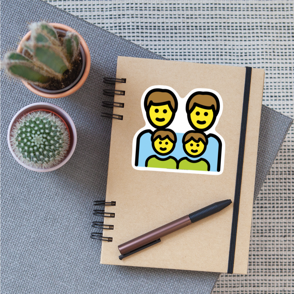 Family: Man, Man, Boy, Boy Moji Sticker - Emoji.Express - white matte