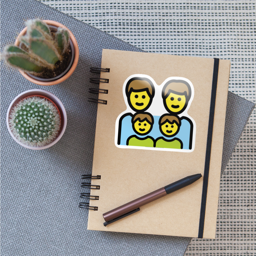 Family: Man, Man, Boy, Boy Moji Sticker - Emoji.Express - white glossy
