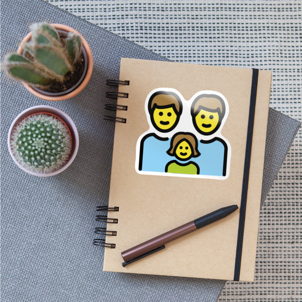 Family: Man, Man, Girl Moji Sticker - Emoji.Express - white glossy