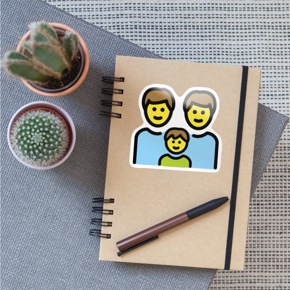 Family: Man, Man, Boy Moji Sticker - Emoji.Express - white glossy