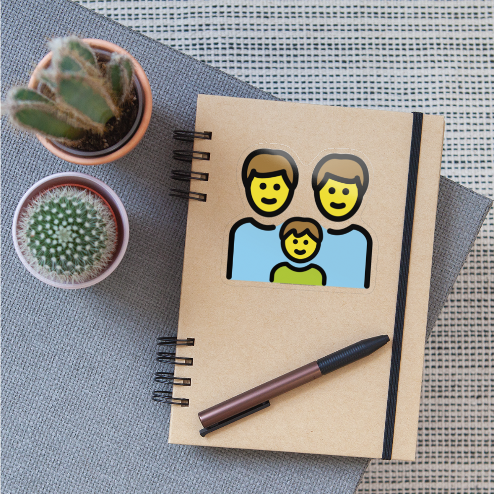 Family: Man, Man, Boy Moji Sticker - Emoji.Express - transparent glossy