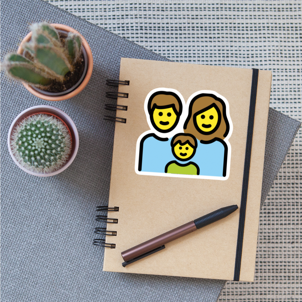 Family: Man, Woman, Boy Moji Sticker - Emoji.Express - white matte