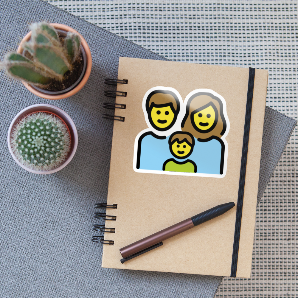 Family: Man, Woman, Boy Moji Sticker - Emoji.Express - white glossy